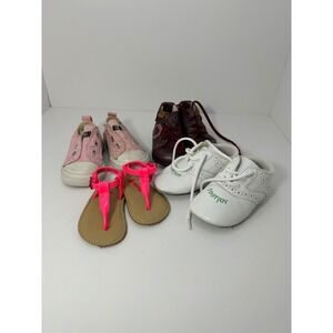 Baby Girl Shoes Bundle Pink Sandals Burgundy Boots Toddler Size‎ Infant